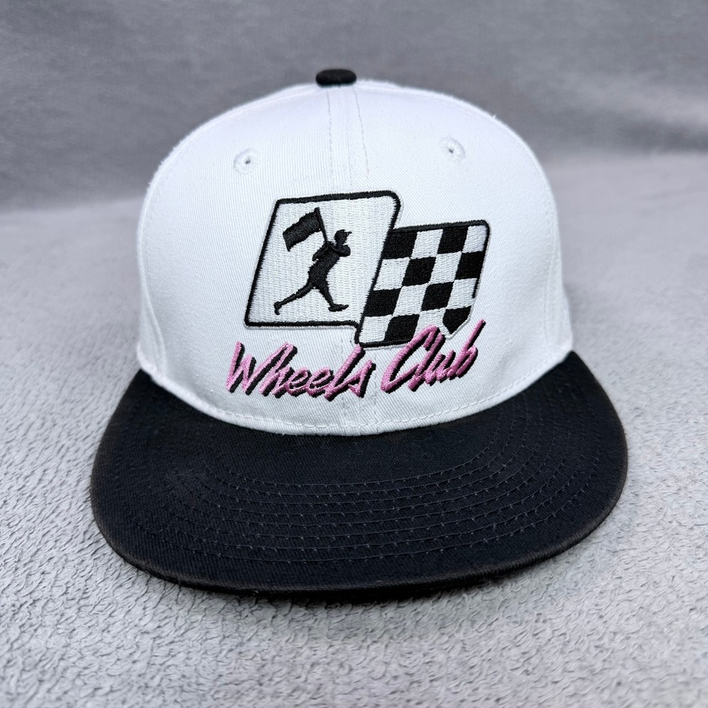 Baseballism Mens OSFM White Black Cotton Snapback Wheels Club Racing Hat Cap
